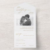 Moderne goudkalligrafie - alles in één foto - brui all in one uitnodiging (Binnen)