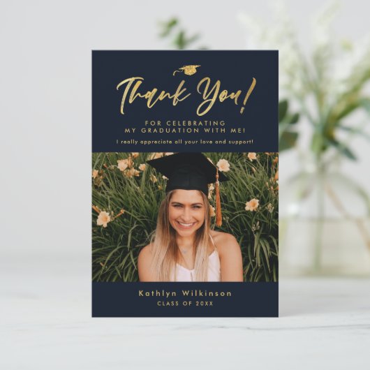 Moderne goudkalligrafie Eenvoudig AFSTUDEERDER Har Kaart (Staand voorkant)