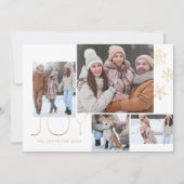 Moderne goudkalligrafie en sneeuwvlokken 1 Foto Feestdagenkaart (Voorkant)