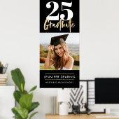 Moderne goudkalligrafie Foto Black Afstuderen Pos Poster (Thuiskantoor)