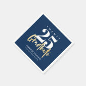 Moderne goudkalligrafie Foto blauw Afstuderen Servet (Hoek)