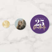 Moderne goudkalligrafie Foto Paars Afstuderen Confetti (Voorkanten)