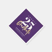 Moderne goudkalligrafie Foto Paars Afstuderen Servet (Hoek)