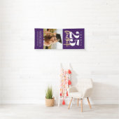 Moderne goudkalligrafie Foto Paars Afstuderen Spandoek (Insitu)