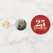 Moderne goudkalligrafie Foto rood Afstuderen Confetti (Voorkanten)