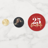 Moderne goudkalligrafie Foto rood Afstuderen Confetti (Achterkanten)