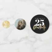 Moderne goudkalligrafie Foto zwart Afstuderen Confetti (Voorkanten)