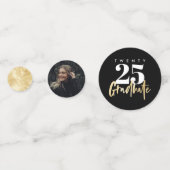 Moderne goudkalligrafie Foto zwart Afstuderen Confetti (Achterkanten)