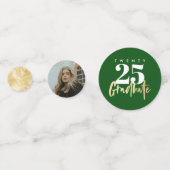 Moderne goudkalligrafie Fotogroen Afstuderen Confetti (Voorkanten)