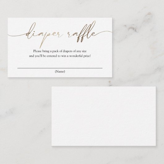 Moderne goudkalligrafie — luieraffle informatiekaartje