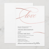 Moderne goudkalligrafie met chic roos elegant brui kaart (Voorkant / Achterkant)