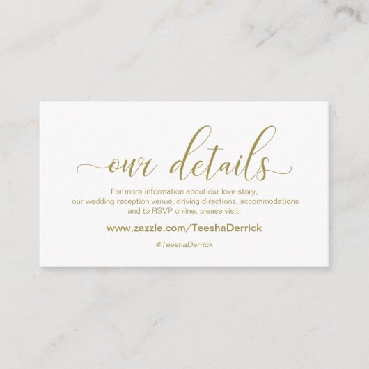 Moderne goudkalligrafie, onze details verbreken informatiekaartje (Voorkant)