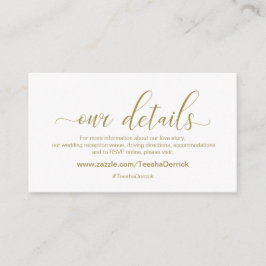 Moderne goudkalligrafie, onze details verbreken informatiekaartje