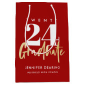 Moderne goudkalligrafie rood Afstuderen Medium Cadeauzakje (Voorkant)