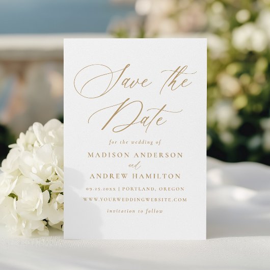 Moderne goudkalligrafie save the date