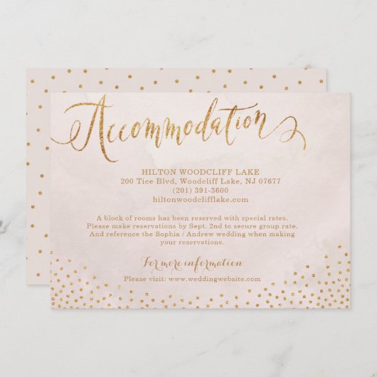 Moderne goudkalligrafietoestellen voor rozen informatiekaartje (Voorkant / Achterkant)