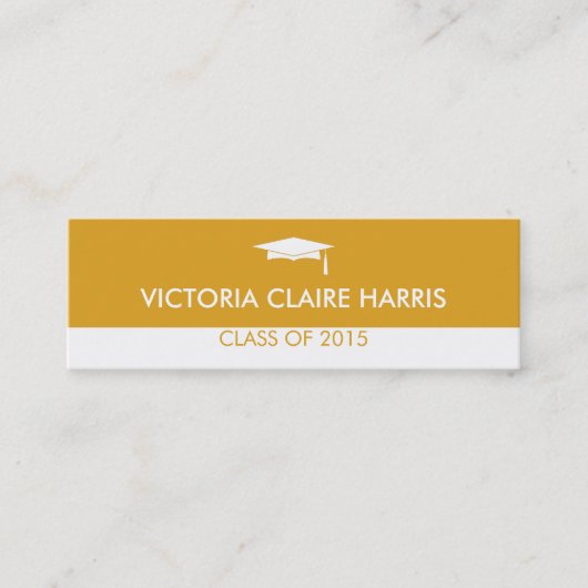 Moderne goudkleurblokkaart voor afstuderen contactkaartje (Voorkant)