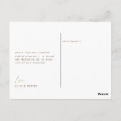 Moderne goudkleurige blush glitter foto trouw dank briefkaart (Achterkant)