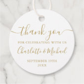Moderne goudkleurige bruiloft bedank bedankjes labels (Voorkant)