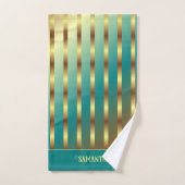 Moderne goudkleurige en Blauwgroen blauwe verloops Bad Handdoek (Handdoek)