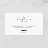 Moderne goudkleurige script monogram naam Lash Art Visitekaartje (Achterkant)