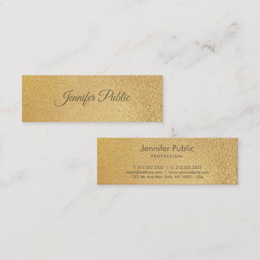 Moderne goudkoorts Glamoureuze Sjabloon Elegant Mini Visitekaartje (Voorkant / Achterkant)