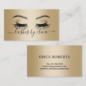 Moderne goudlange Eyelash-uitbreidingen Lash Salon Visitekaartje (Voorkant / Achterkant)