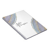 Moderne goudlavendel Geode Agate-laptop met elegan Notitieboek (Rechterzijde)