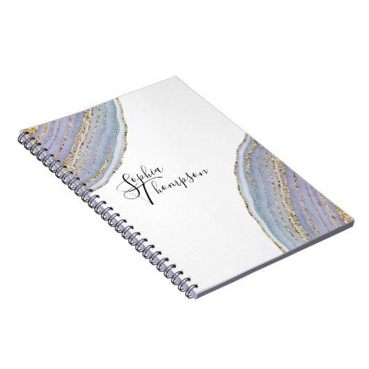 Moderne goudlavendel Geode Agate-laptop met elegan Notitieboek (Rechterzijde)