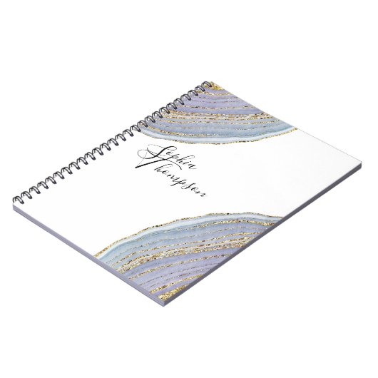 Moderne goudlavendel Geode Agate-laptop met elegan Notitieboek (Linkerzijde)