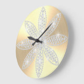 Moderne goudlegant Sparkly Diamond Flower Elegant Grote Klok (Hoek)
