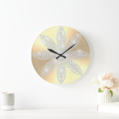 Moderne goudlegant Sparkly Diamond Flower Elegant Grote Klok (Huis)