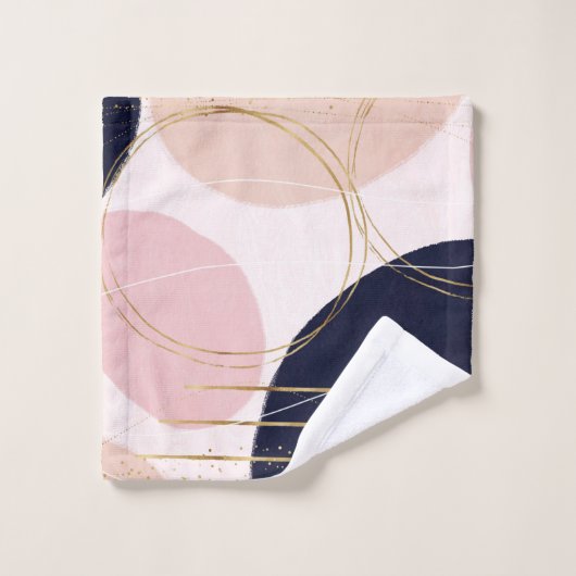 Moderne goudlijnen en cirkels Minimale roze vormge Bad Handdoek (Wasdoekje)