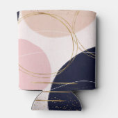 Moderne goudlijnen en cirkels Minimale roze vormge Blikjeskoeler (Achterkant)