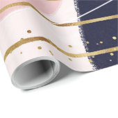 Moderne goudlijnen en cirkels Minimale roze vormge Cadeaupapier (Rol Hoek)
