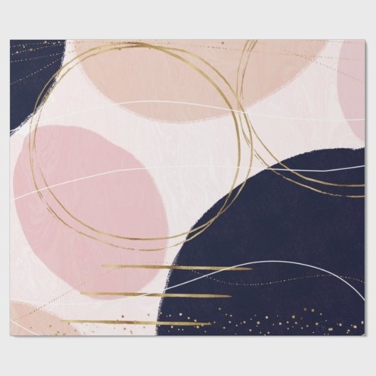 Moderne goudlijnen en cirkels Minimale roze vormge Cadeaupapier (Vlak)