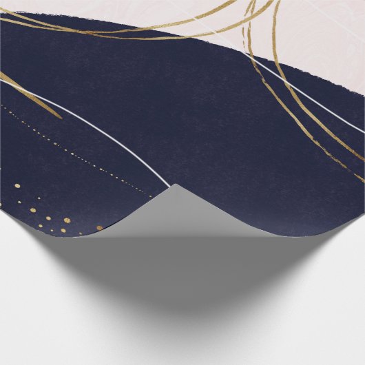 Moderne goudlijnen en cirkels Minimale roze vormge Cadeaupapier (Hoek)