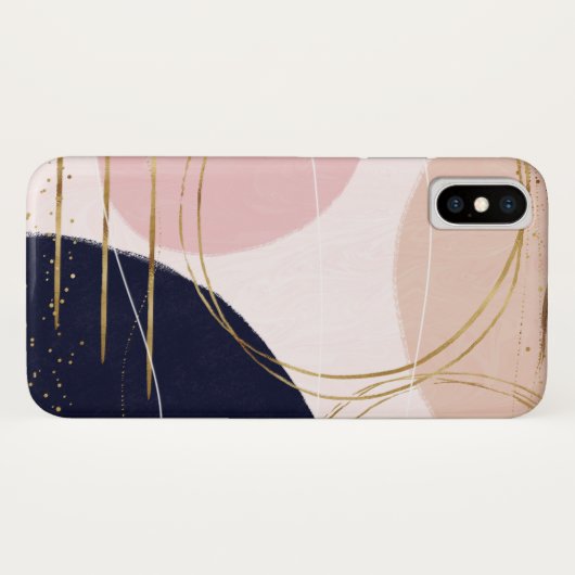 Moderne goudlijnen en cirkels Minimale roze vormge Case-Mate iPhone Case (Achterkant (horizontaal))