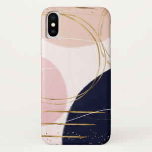 Moderne goudlijnen en cirkels Minimale roze vormge Case-Mate iPhone Case