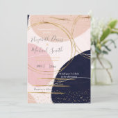 Moderne goudlijnen en cirkels Minimale roze vormge Kaart (Staand voorkant)