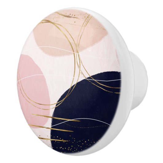 Moderne goudlijnen en cirkels Minimale roze vormge Keramische Knop (Rechts)