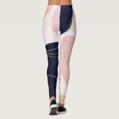 Moderne goudlijnen en cirkels Minimale roze vormge Leggings (Achterkant)