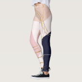 Moderne goudlijnen en cirkels Minimale roze vormge Leggings (Links)