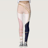 Moderne goudlijnen en cirkels Minimale roze vormge Leggings (Voorkant)
