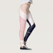 Moderne goudlijnen en cirkels Minimale roze vormge Leggings (Rechts)