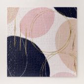 Moderne goudlijnen en cirkels Minimale roze vormge Legpuzzel (Horizontaal)