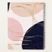 Moderne goudlijnen en cirkels Minimale roze vormge Planner (Achterkant)