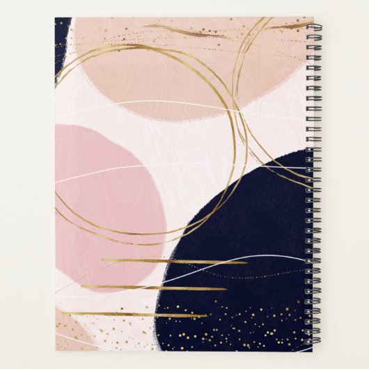 Moderne goudlijnen en cirkels Minimale roze vormge Planner (Achterkant)