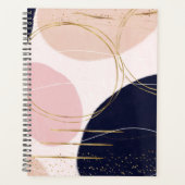 Moderne goudlijnen en cirkels Minimale roze vormge Planner (Voorkant)