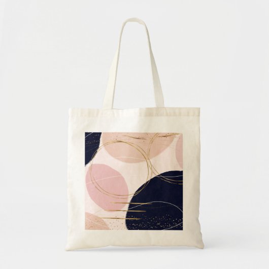 Moderne goudlijnen en cirkels Minimale roze vormge Tote Bag (Voorkant)